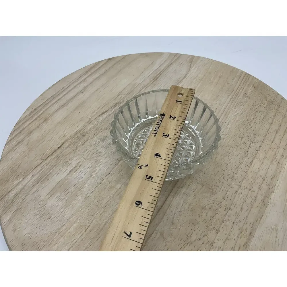 Clear Glass Dessert Bowl Small Geometric Starburst Pattern Unmarked Dish Kitchen